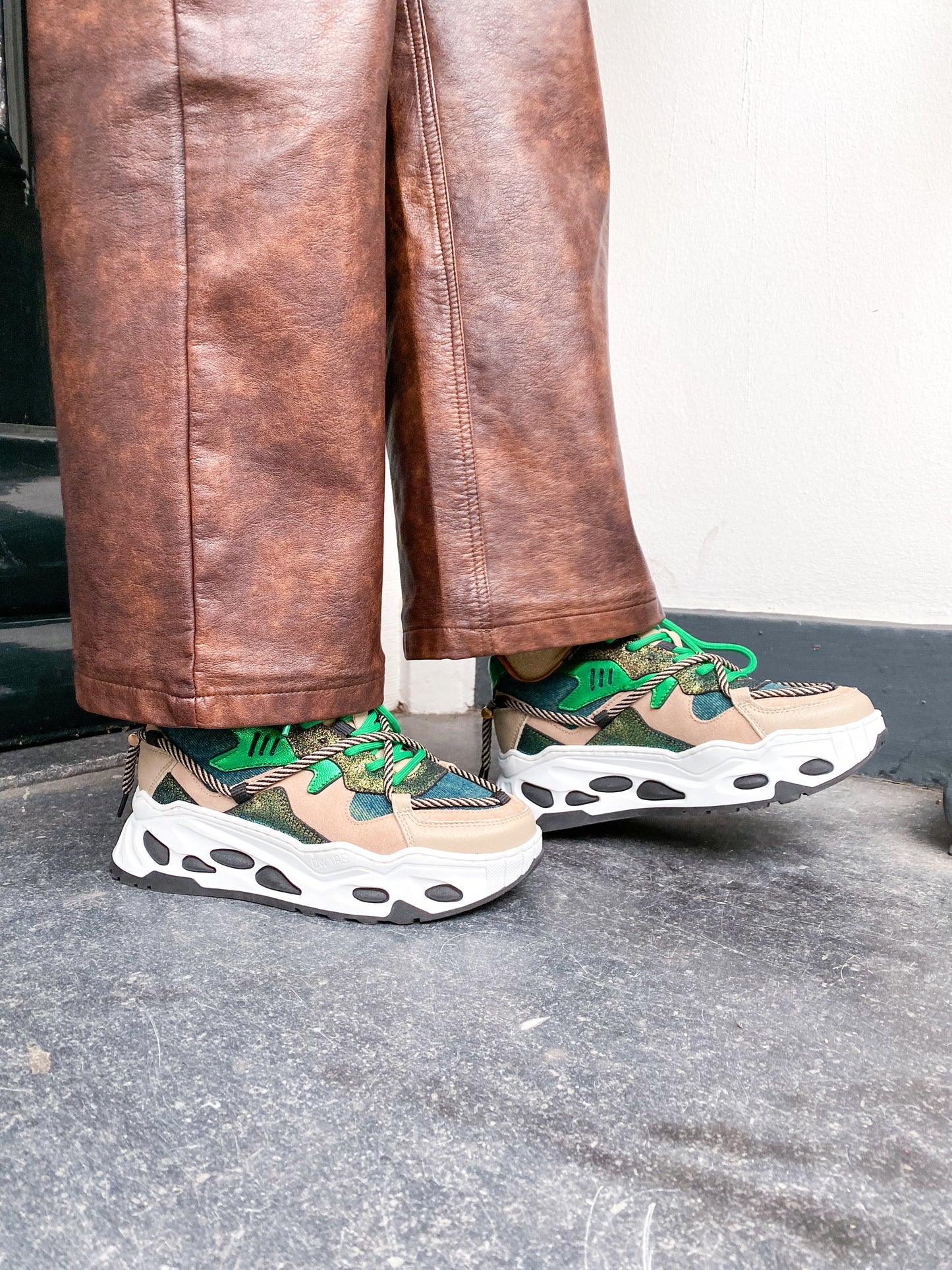 SATURNUS denim - Sneakers | Taupe / Green