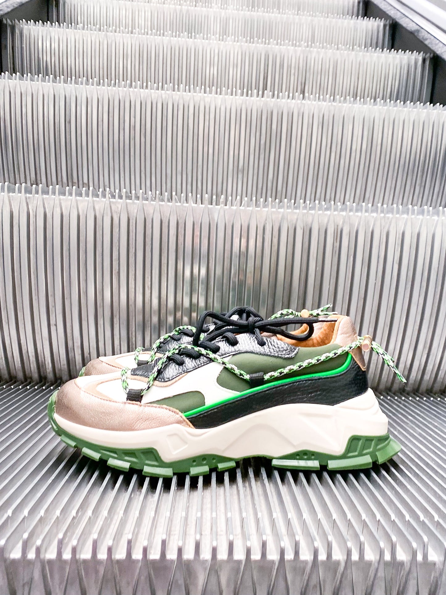 BONNEY leer - Sneakers | Dark Green / White