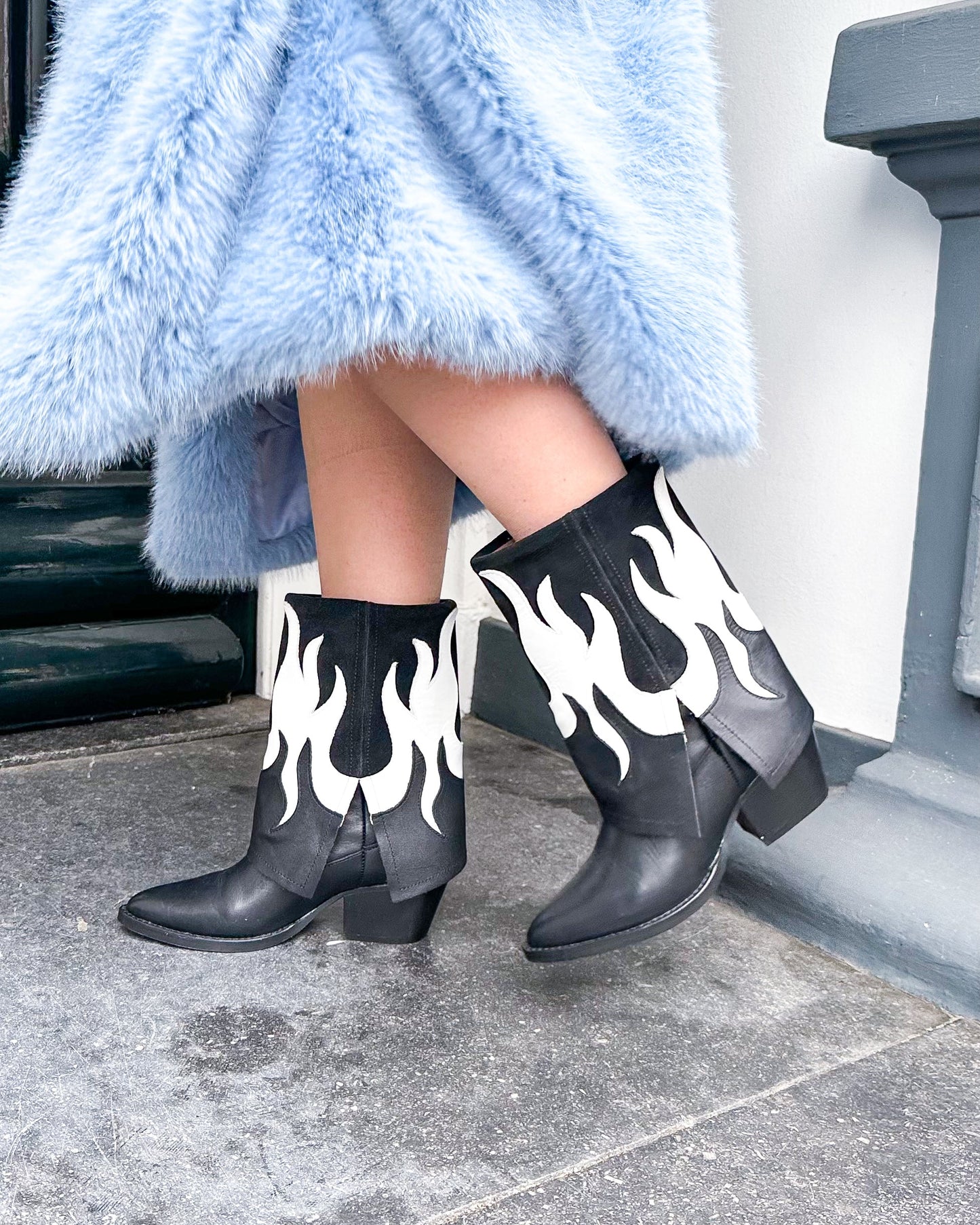 BARBADOS leer - Westernboots | Black / White