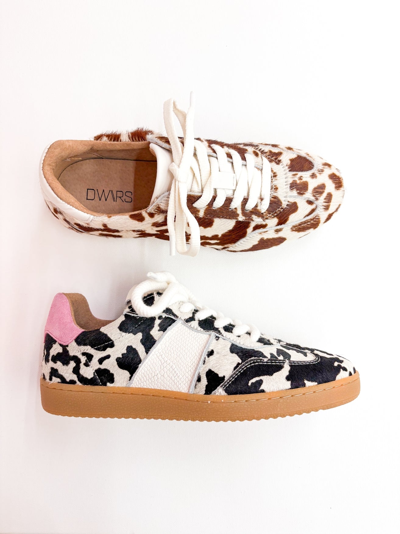 POONA Sneaker mit Kuhfellmuster | Off-White/Rosa