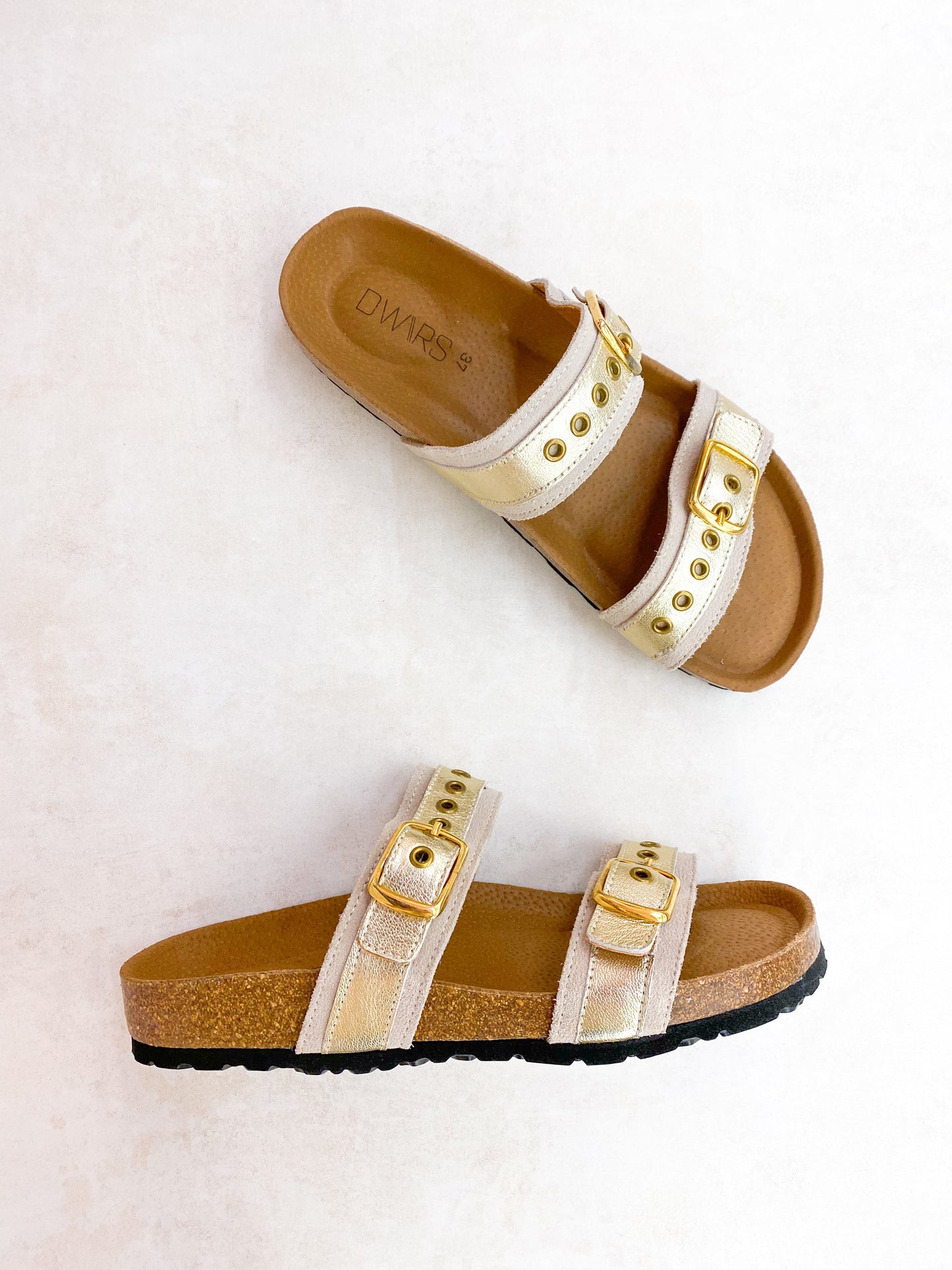 KISKA leer - Slippers | Sand / Champagne