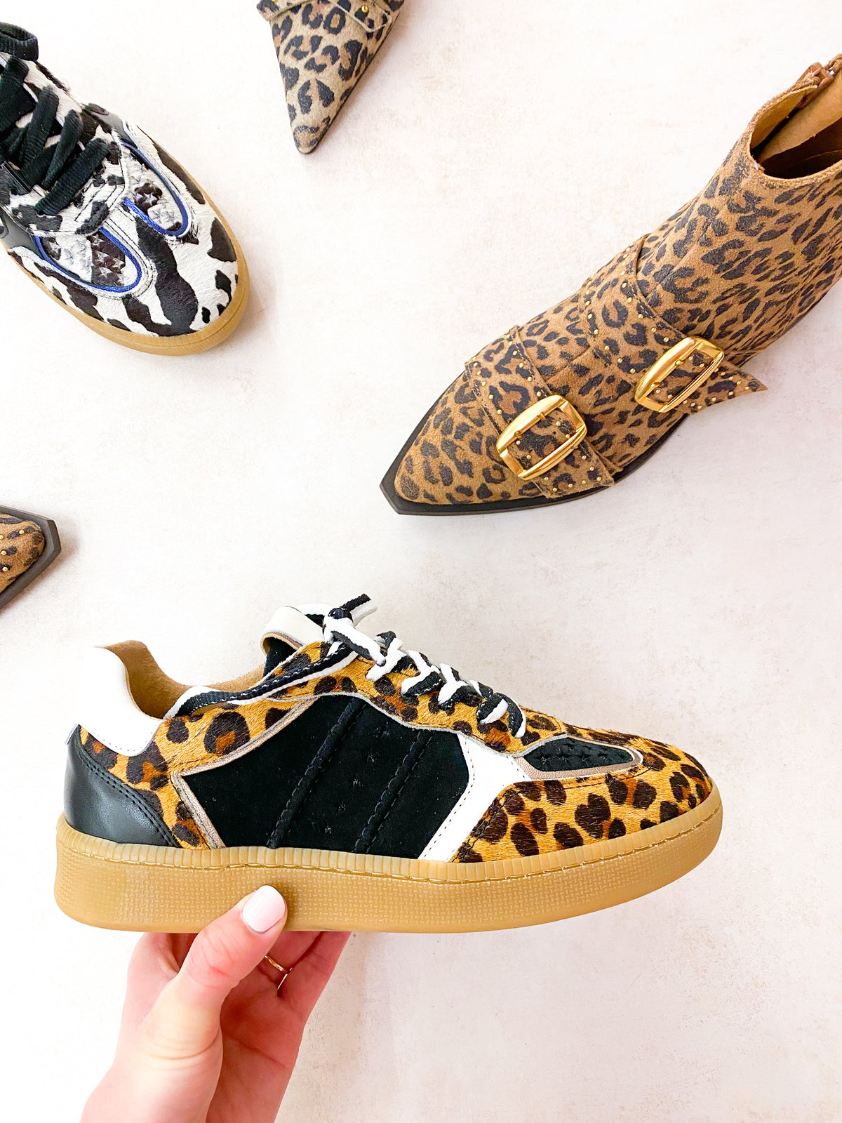 MIRABEL leopard hair on - Sneakers | Cognac / Black