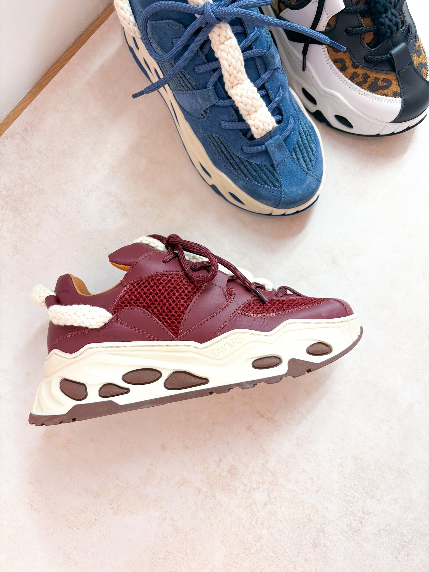 LUNA leer - Sneakers | Bordeaux / Off White