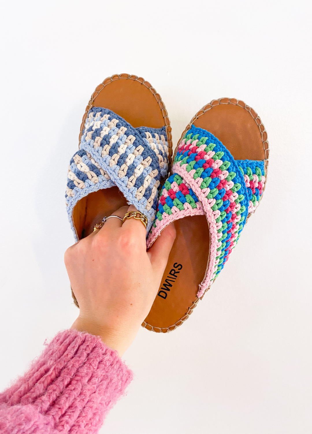 CASABLANCA knitted - Slippers | Lt. Pink / Blue