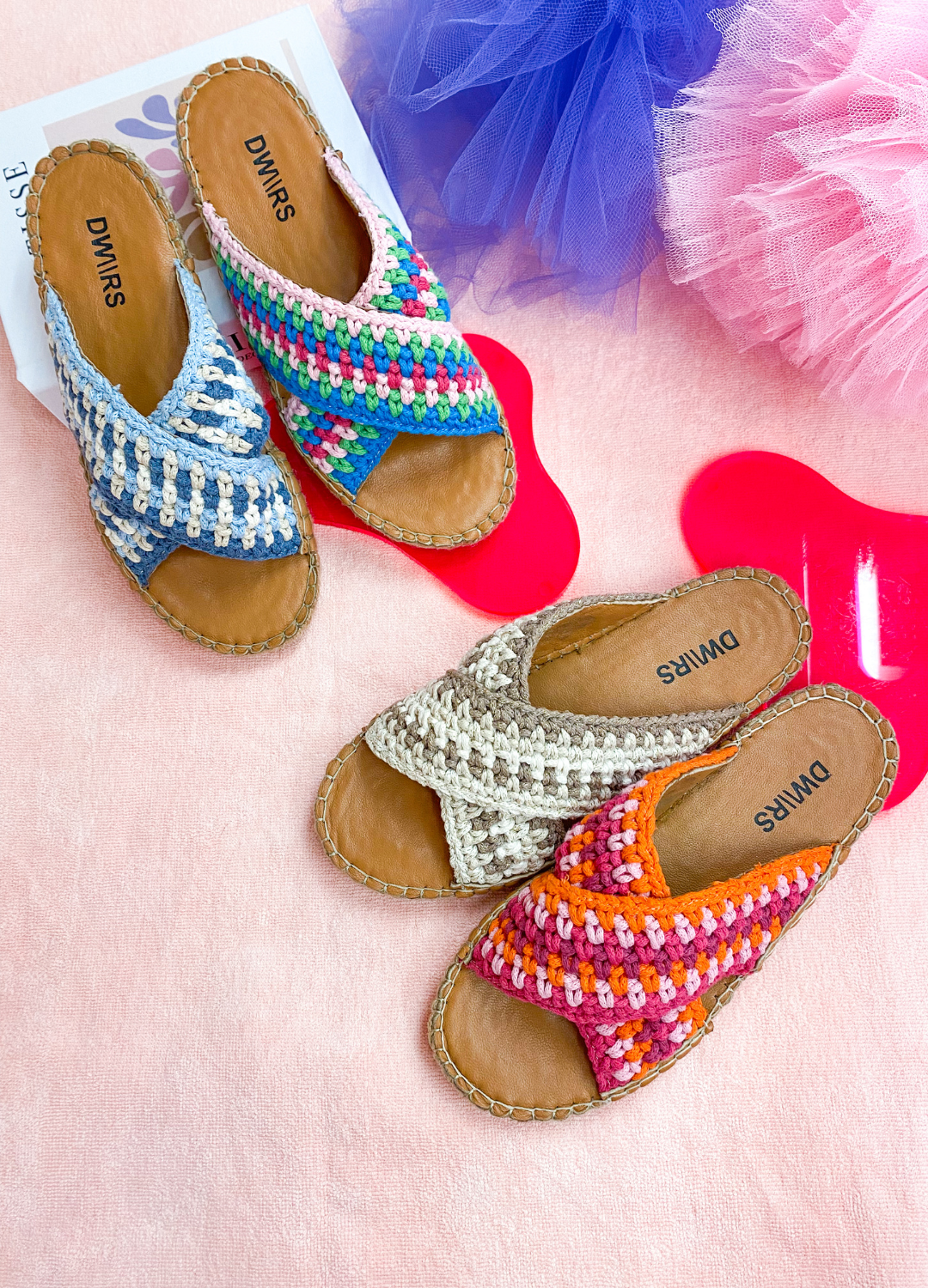 CASABLANCA knitted - Slippers | Lt. Pink / Blue