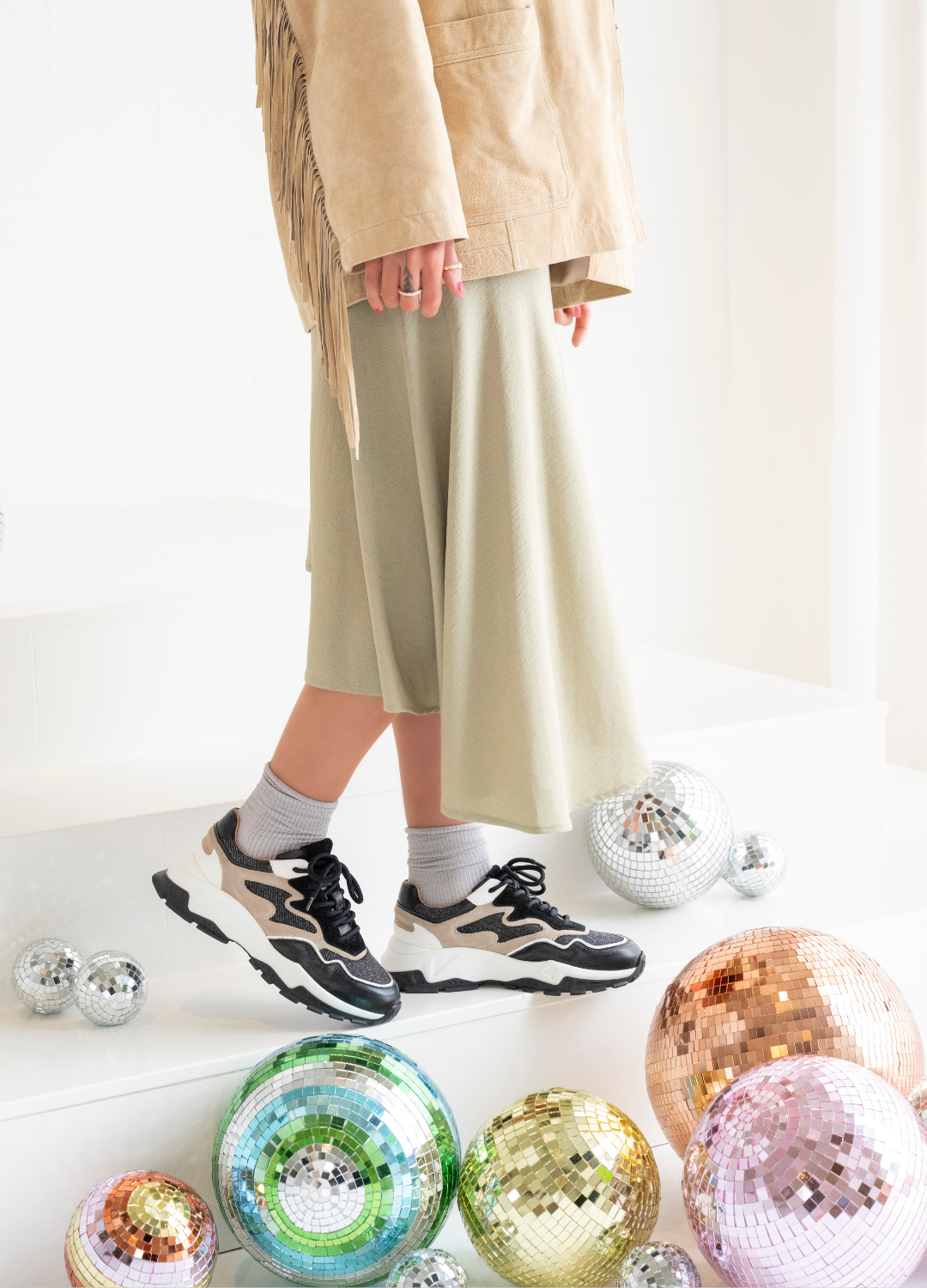CHESTER Denim-Sneaker | Schwarz/Beige