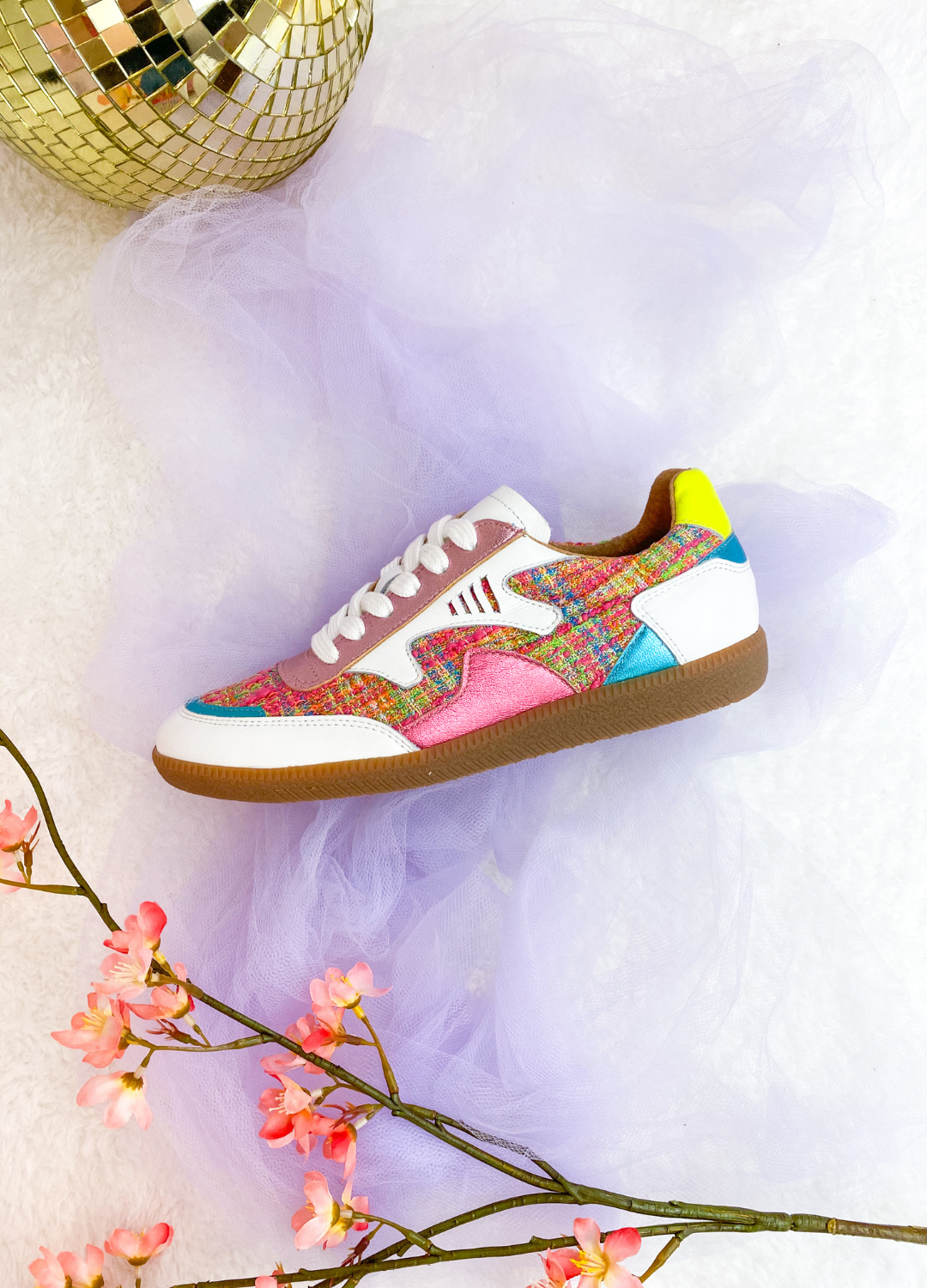 ISELLE tweed - Sneakers | White / Pink