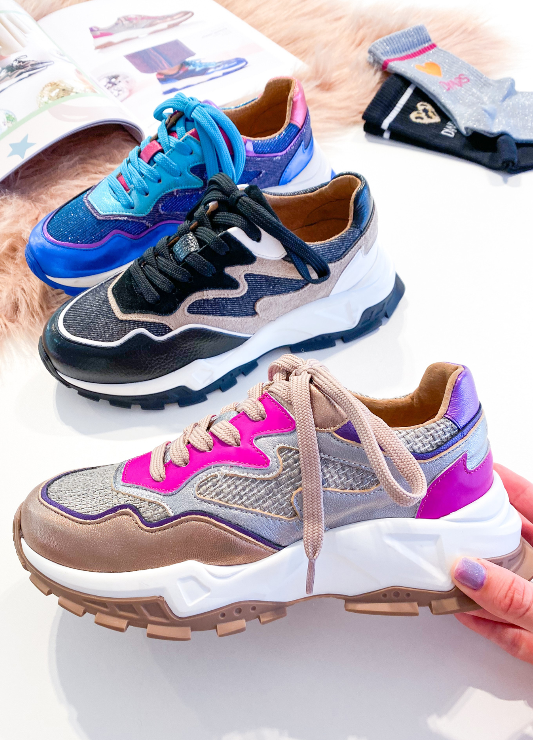 CHESTER metallic - Sneakers | Steel / Fuchsia