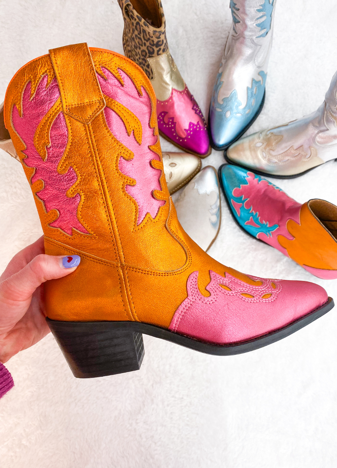 BELLA sequins - Westernboots | Orange / Pink