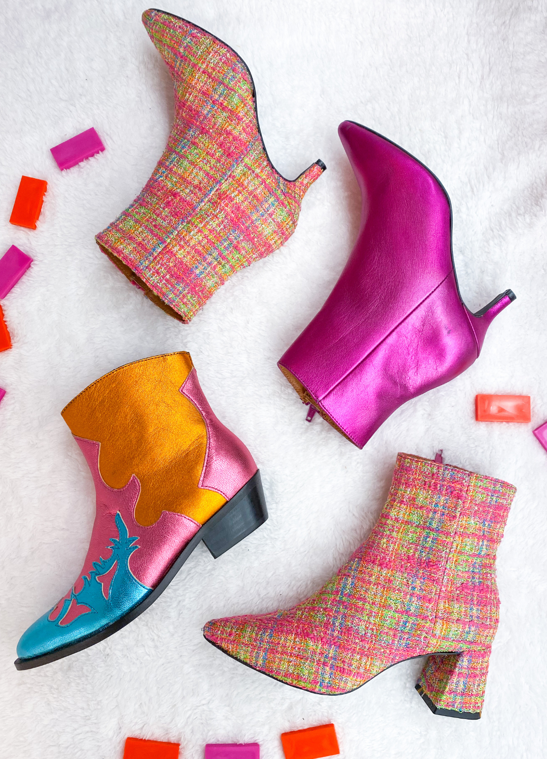 LUGANO tweed - Enkellaarsjes | Pink