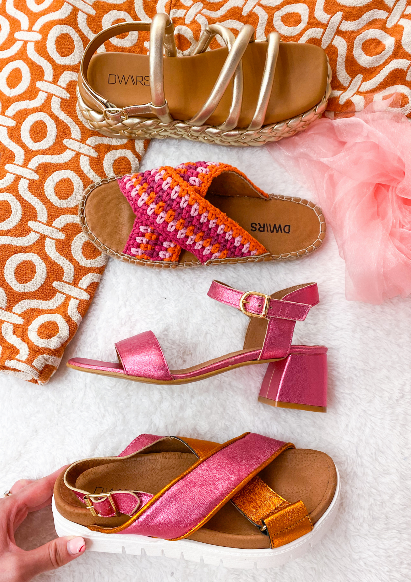 BURKINA metallic - Sandalen | Pink / Orange