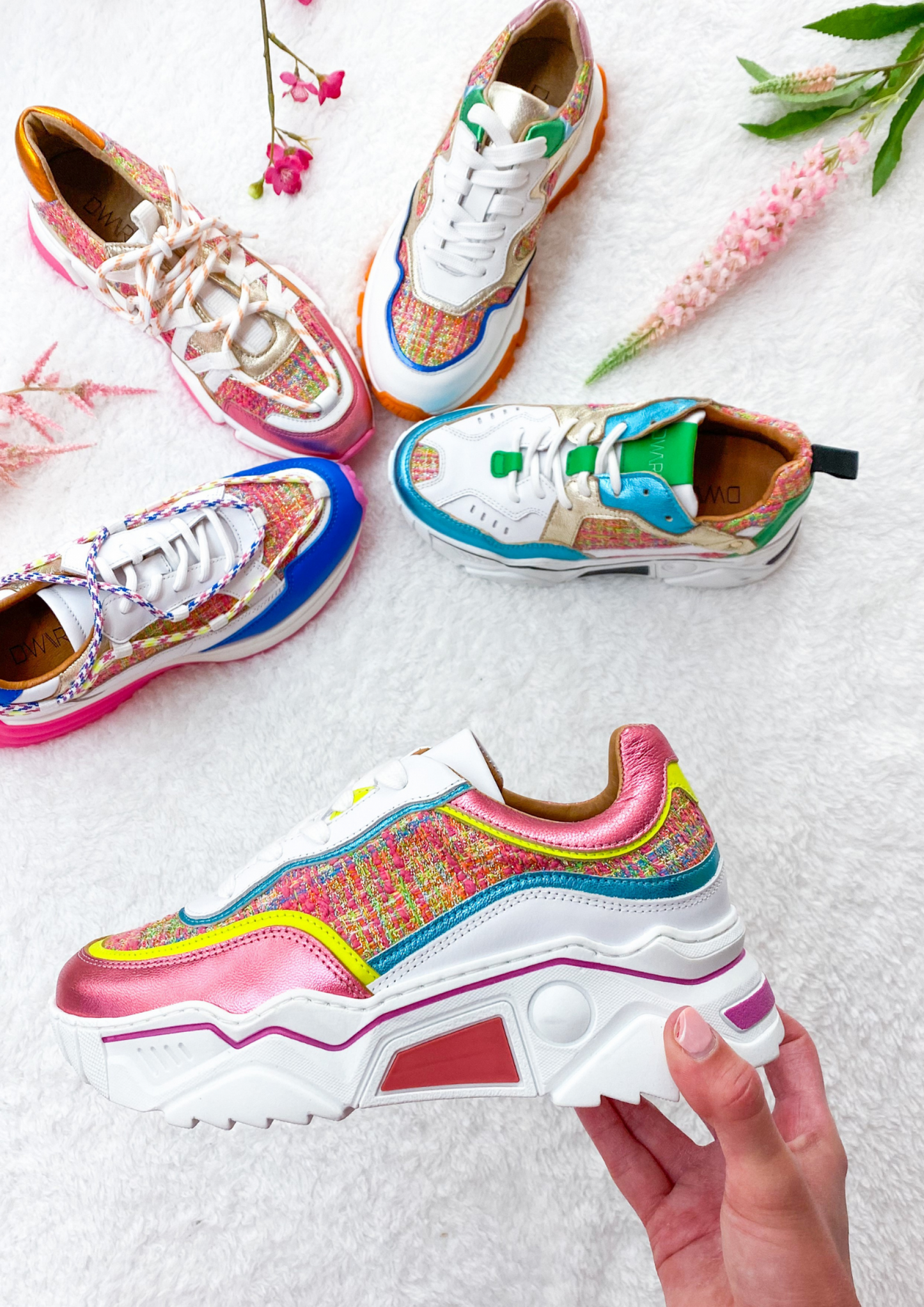 MOON tweed - Sneakers | Pink / Yellow