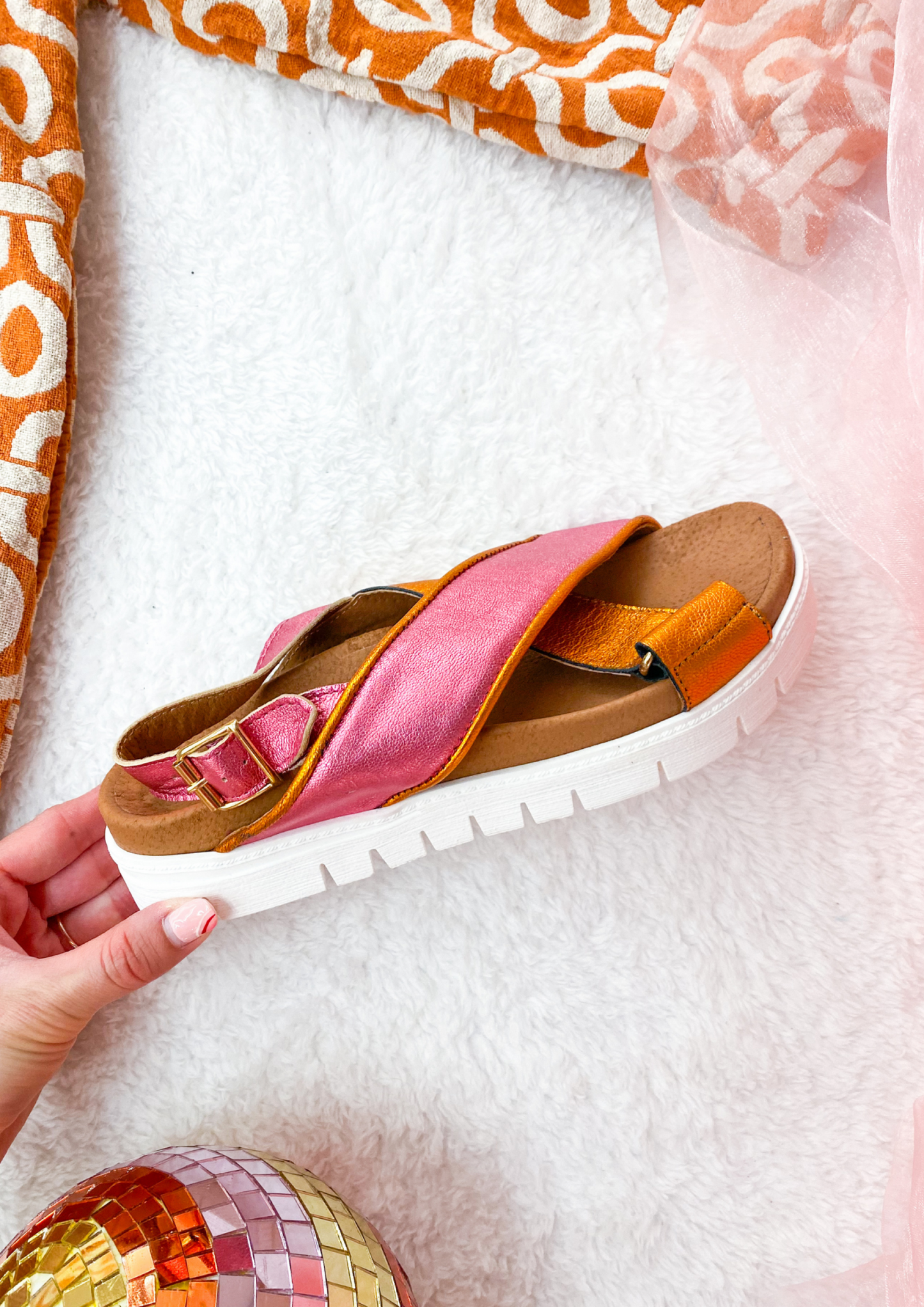 BURKINA metallic - Sandalen | Pink / Orange