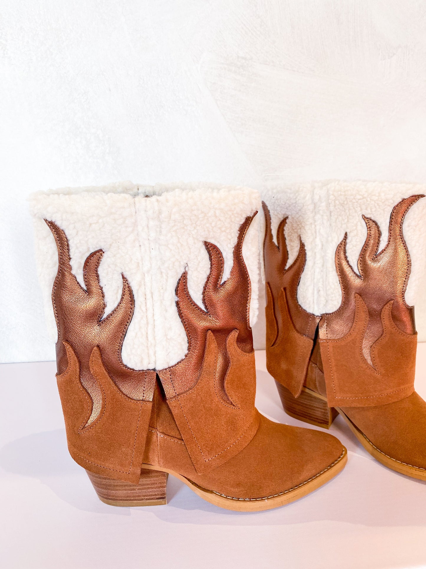 BARBADOS teddy - Westernboots | Off white / Cognac