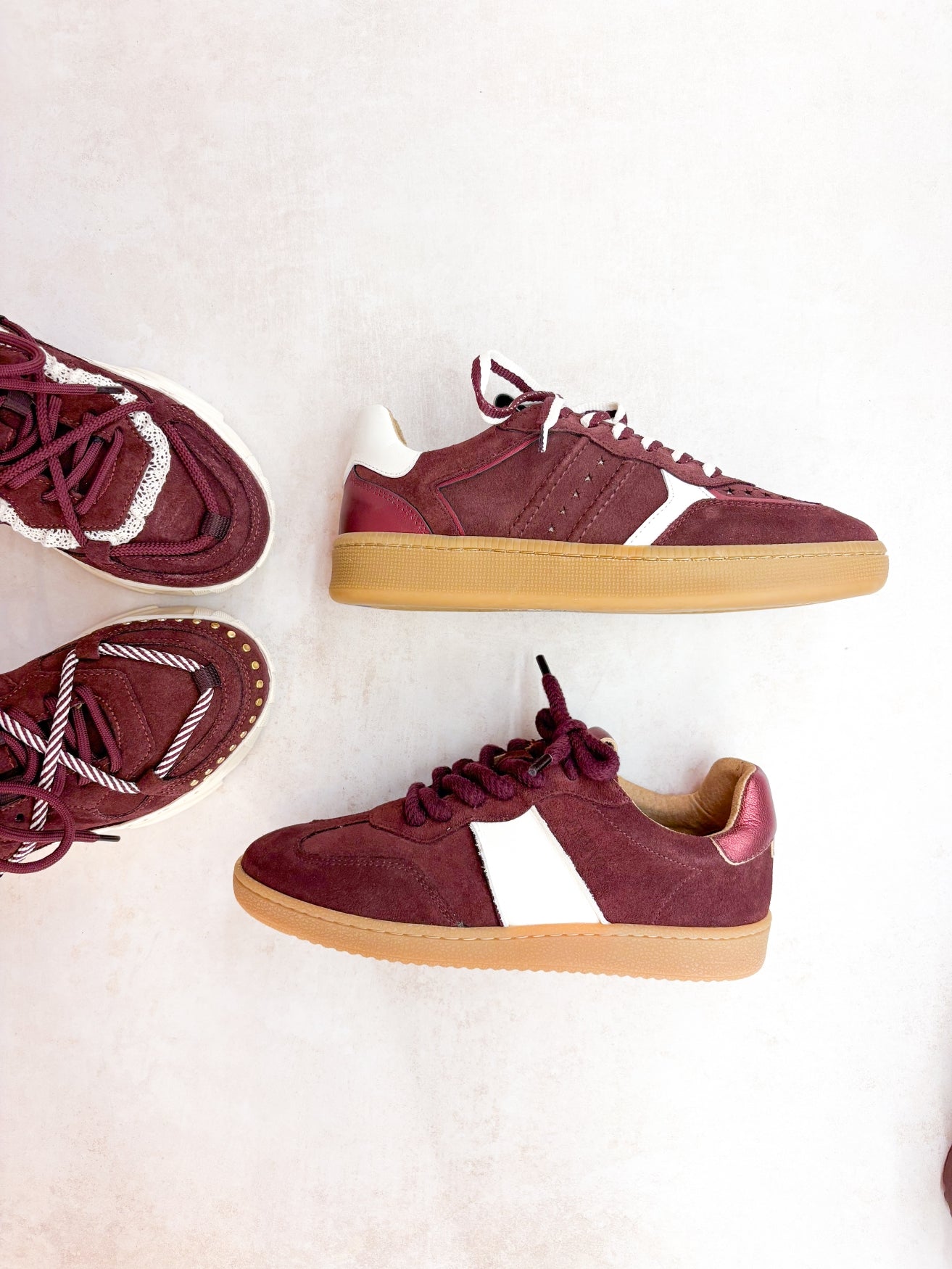 POONA suede - Sneakers | Bordeaux / Off White