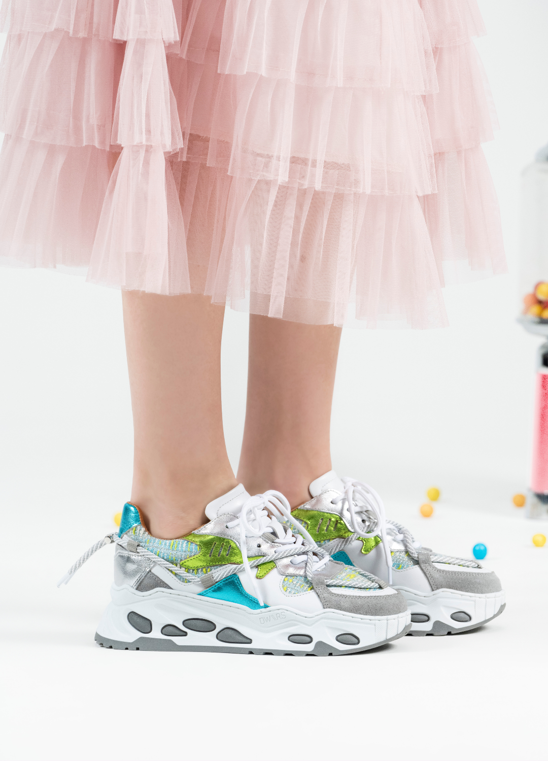 SATURNUS tweed - Sneakers | Silver / Aqua