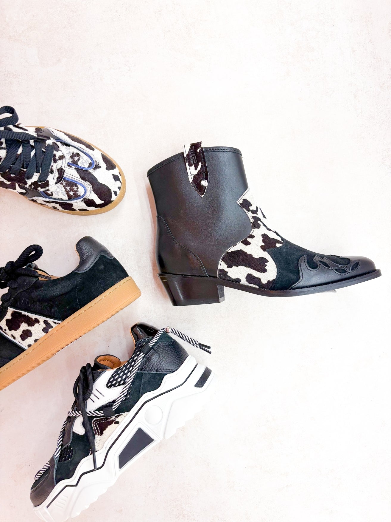 LUCCA cow hair on - Westernboots | Black / White