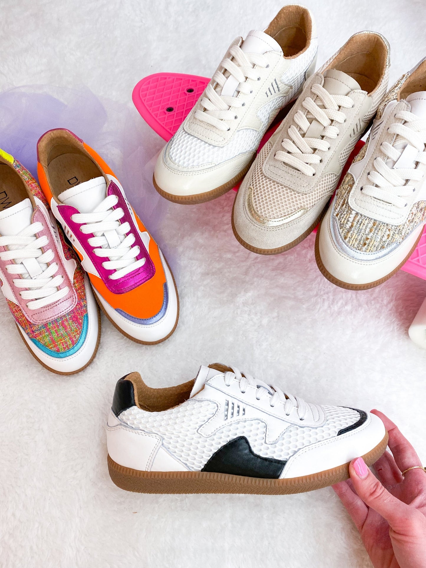 ISELLE Mesh-Sneaker | Weiß/Orange