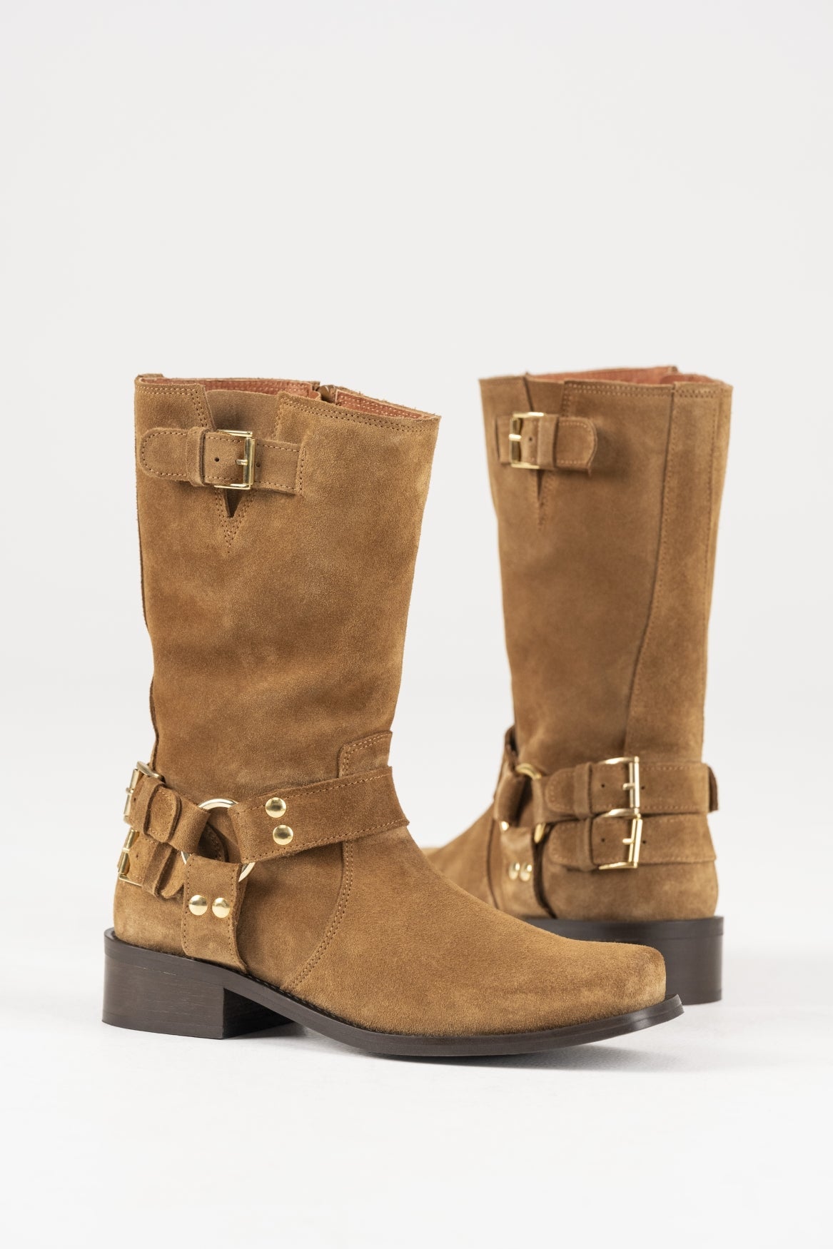 LINCOLN suede - Bikerboots | Cognac