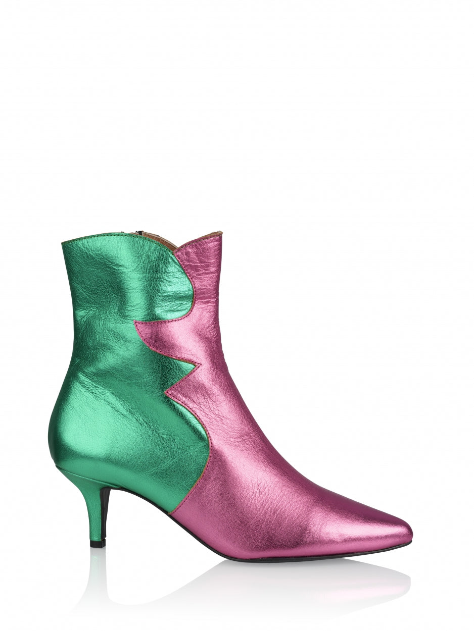 PONZA metallic - Enkellaarsjes | Fuchsia / Green