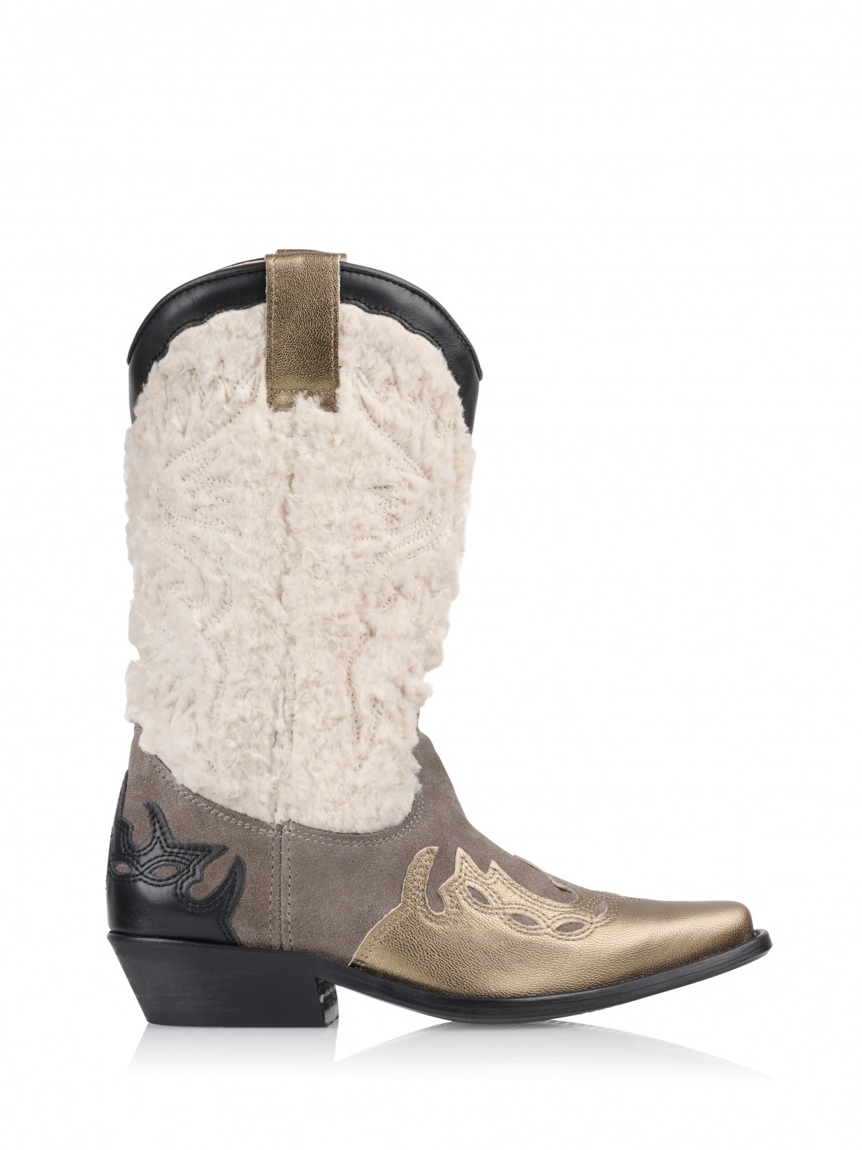 SIERRA teddy - Westernboots | Off white / Smoke