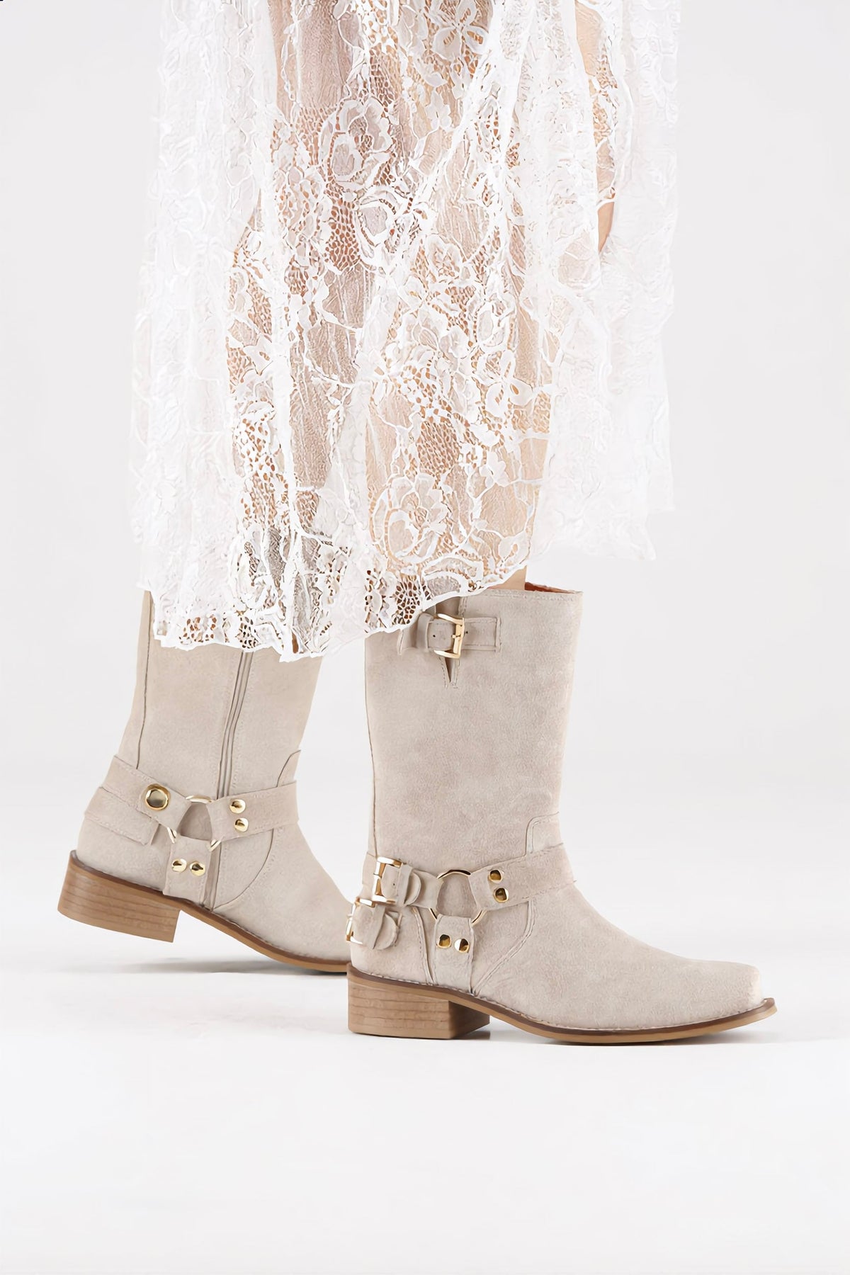 LINCOLN suede - Bikerboots | Sand