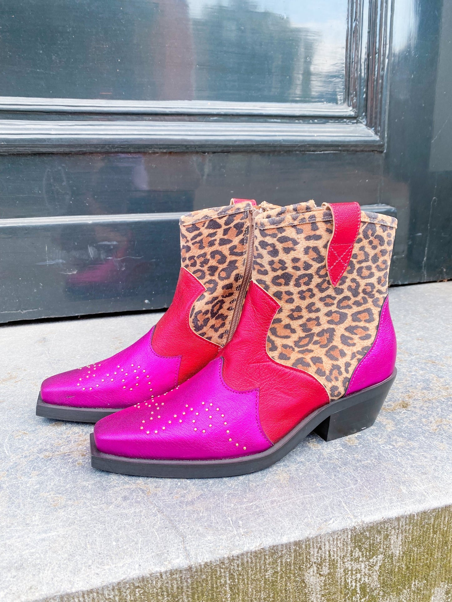 WENEN leopard - Enkellaarsjes | Raspberry / Fuchsia