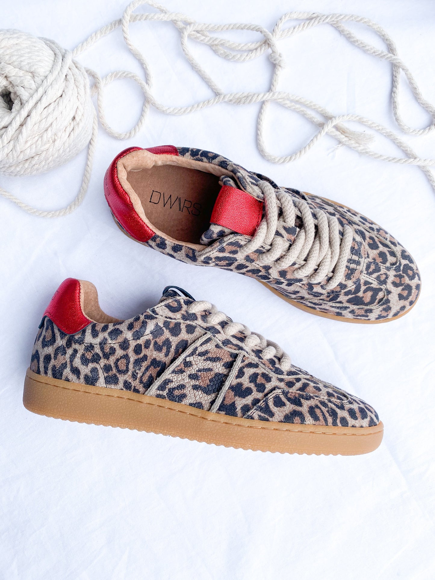 POONA Leopard-Sneaker | Beige/Rot