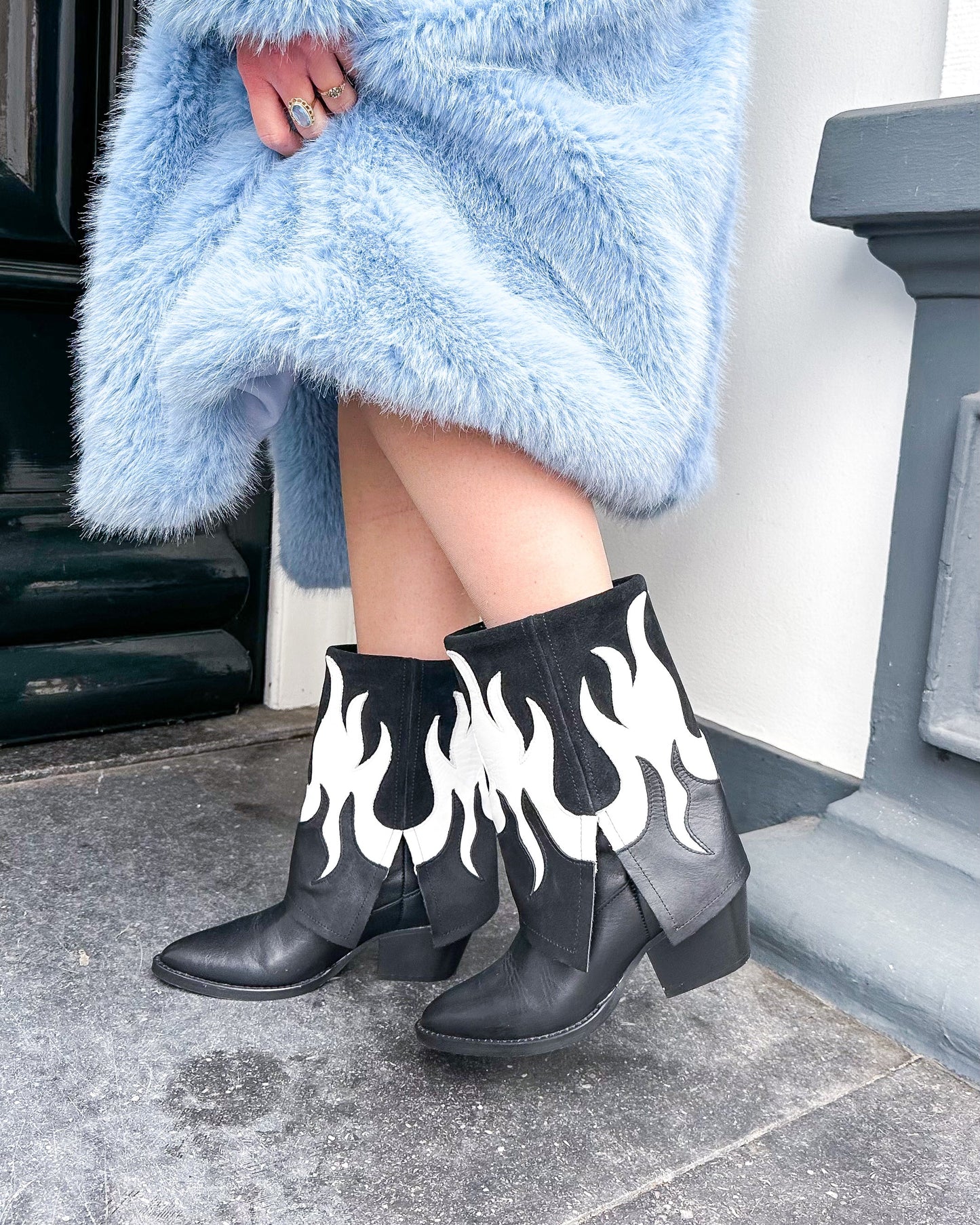BARBADOS leer - Westernboots | Black / White