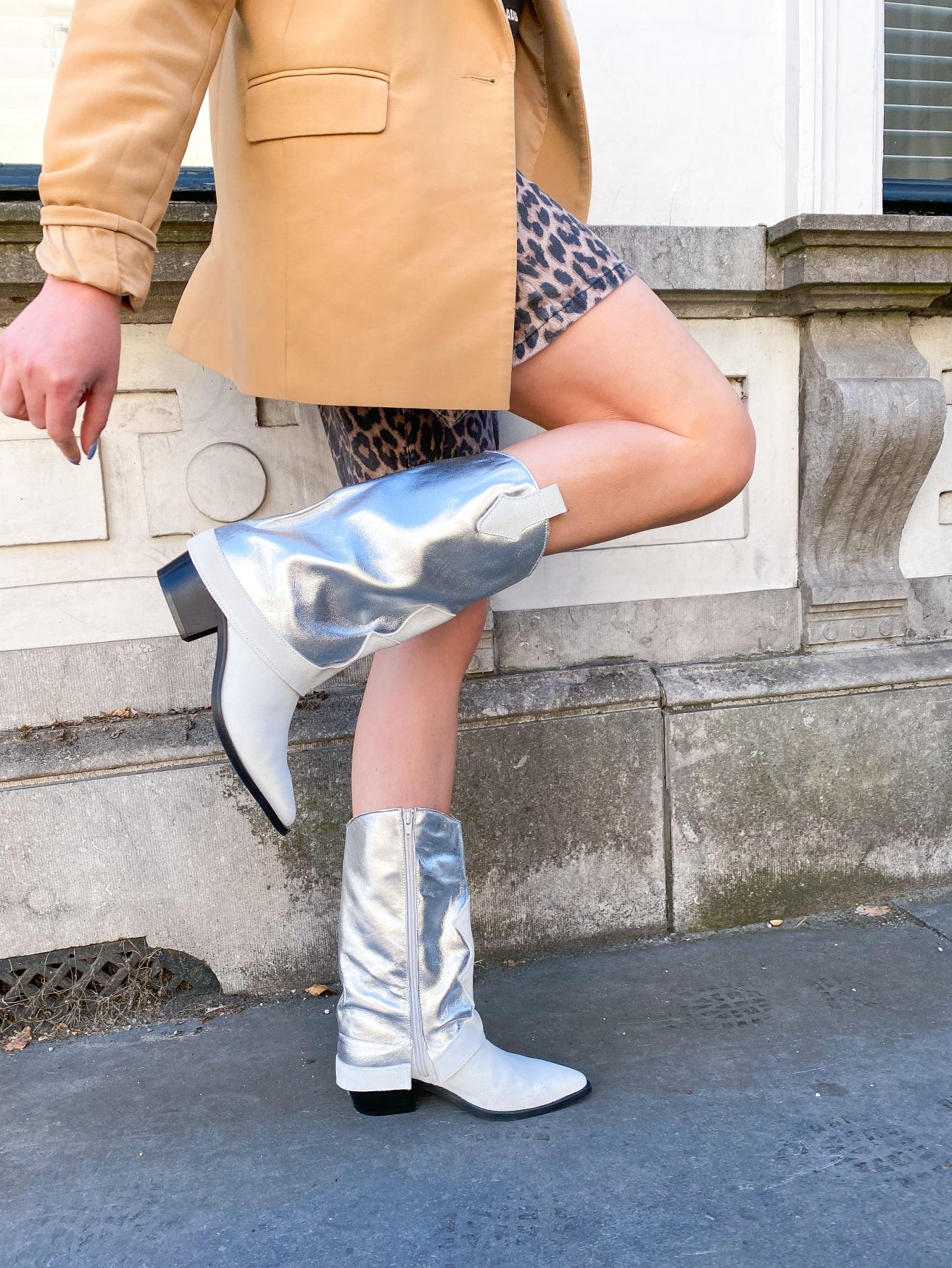 SHETLAND metallic - Westernboots | Silver / Ice