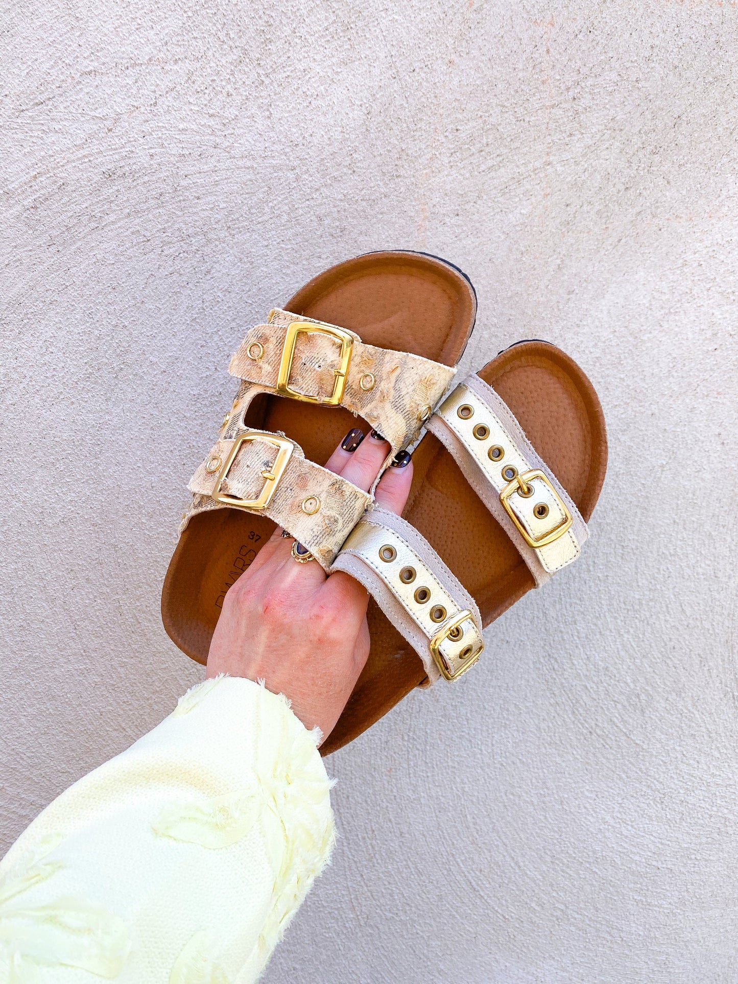 KISKA leer - Slippers | Sand / Champagne