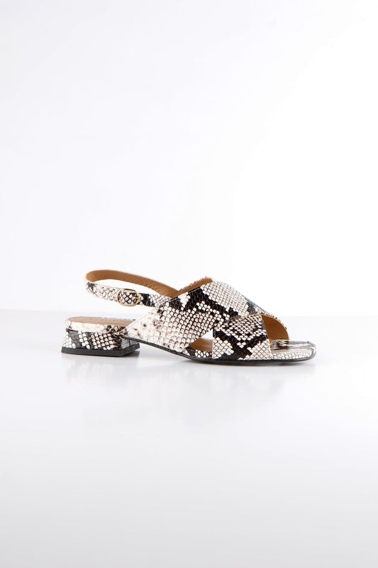 DWRS Elvas snake slingback sandaal dames met gekruiste banden en lage hak