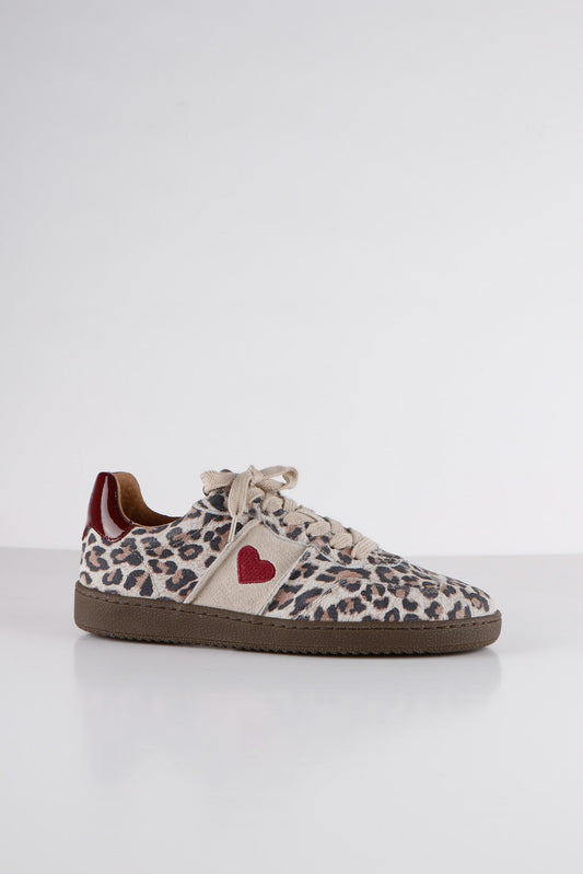 POONA heart leopard - Sneakers | Sand / Bordeaux