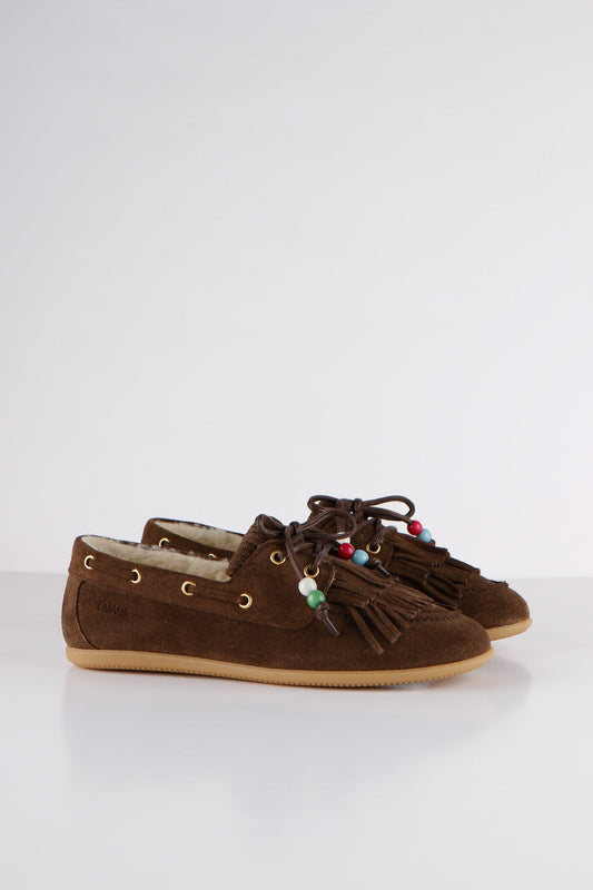 LATTY fringes teddy - Mocassins | Dark Brown
