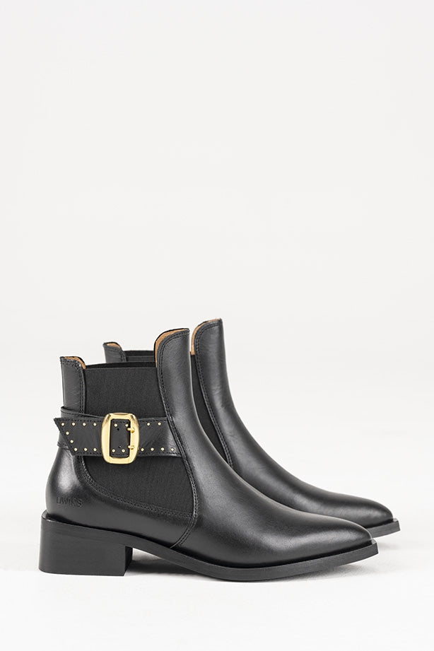 LUND leer - Enkellaarsjes | Black