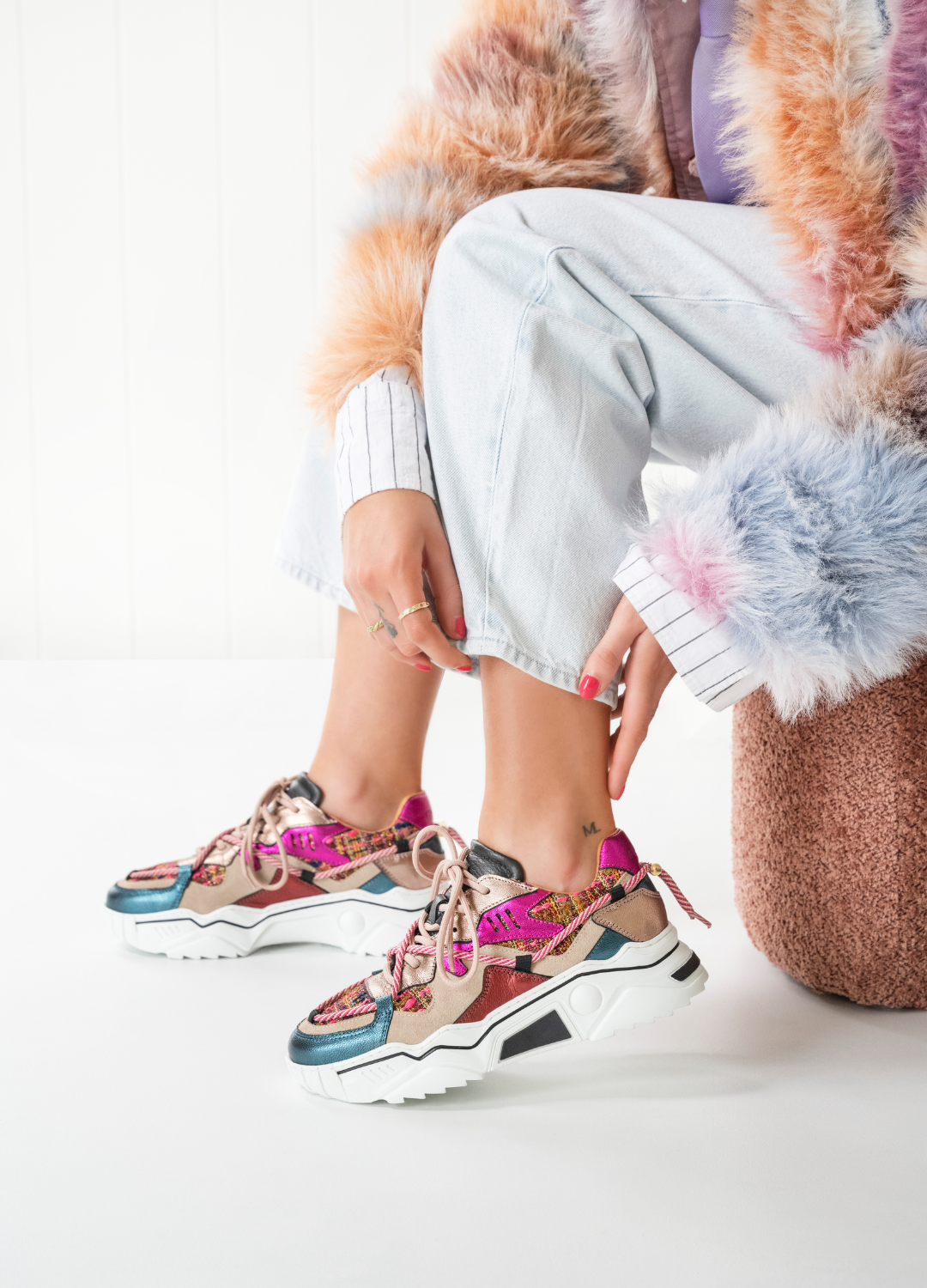 JUPITER tweed - Sneakers | Beige / Fuchsia