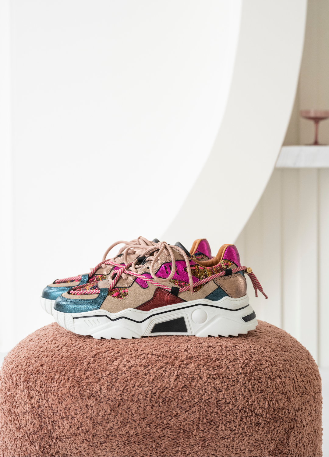 JUPITER tweed - Sneakers | Beige / Fuchsia