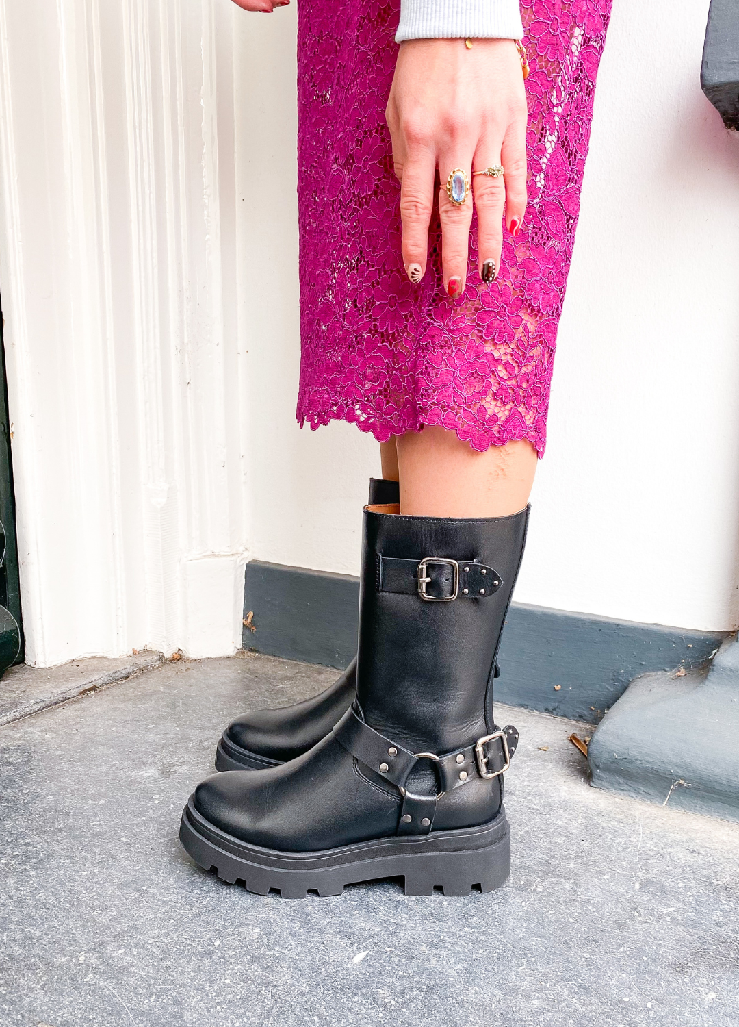 CREEK leer - Bikerboots | Black