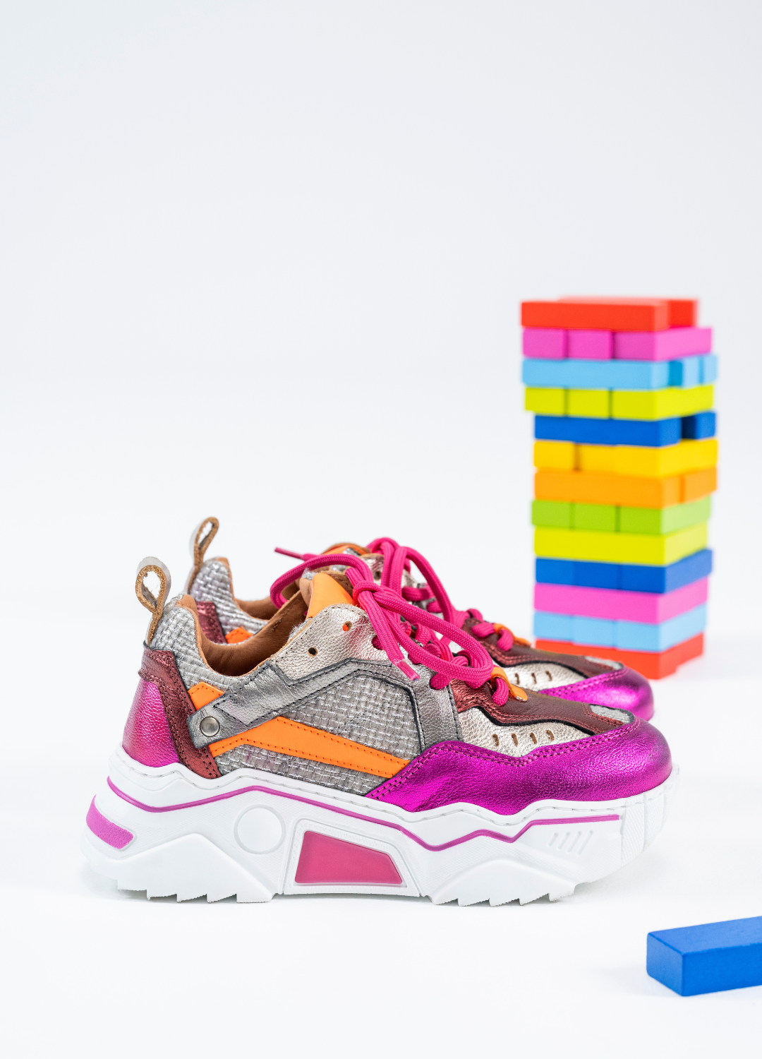 PLUTO KIDS mesh - Sneakers | Steel / Fuchsia
