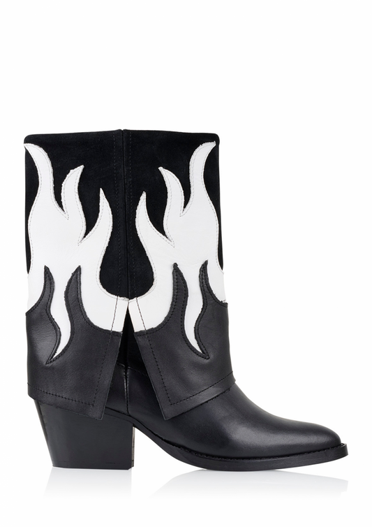 BARBADOS leer - Westernboots | Black / White