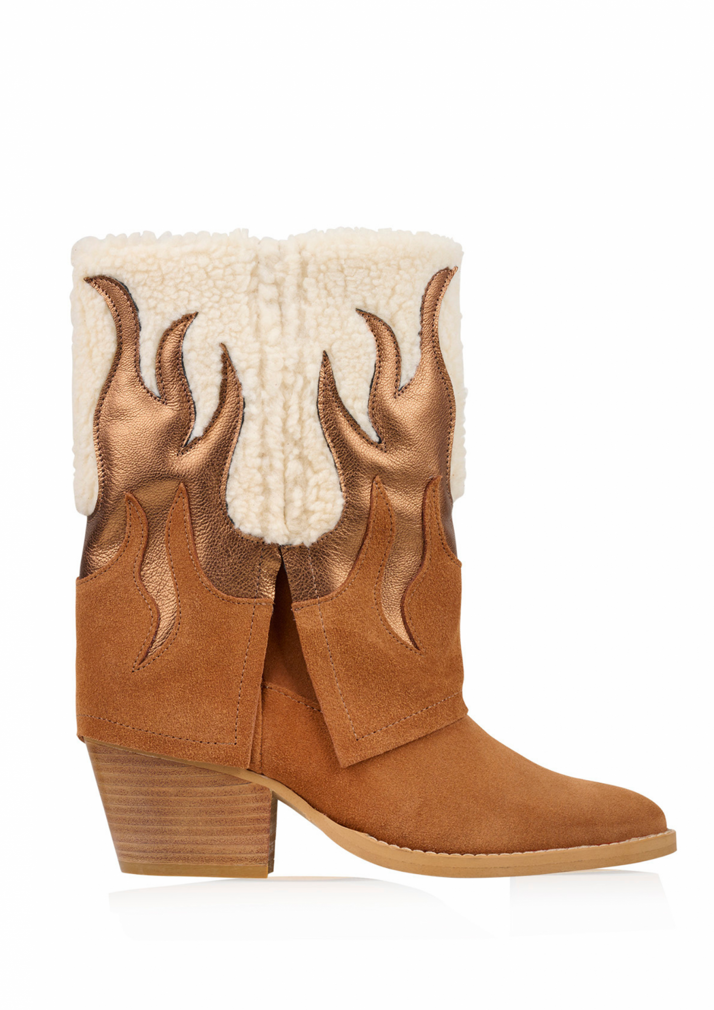 BARBADOS teddy - Westernboots | Off white / Cognac