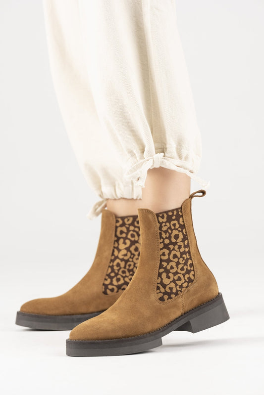 BARKLY leopard - Bikerboots | Cognac