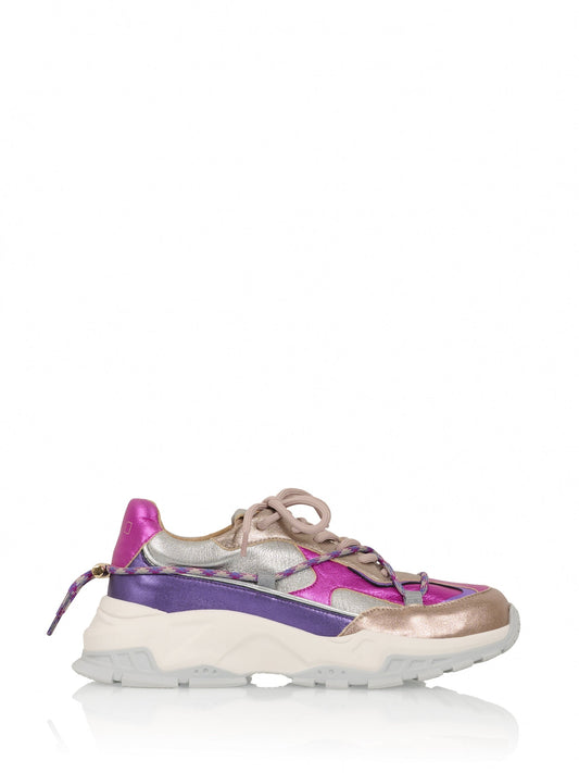 BONNEY leer - Sneakers | Steel / Fuchsia
