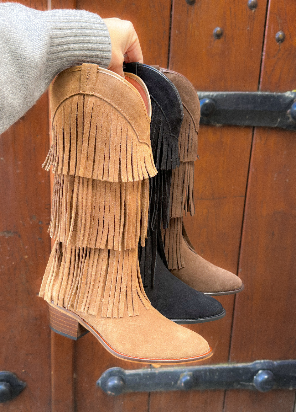 HELENA suede - Westernlaaren | Cognac