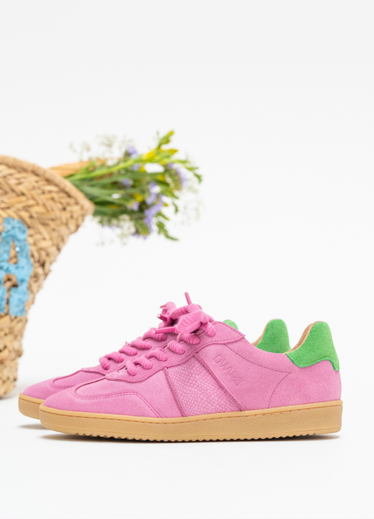 POONA Wildleder-Sneaker | Rosa/Grün