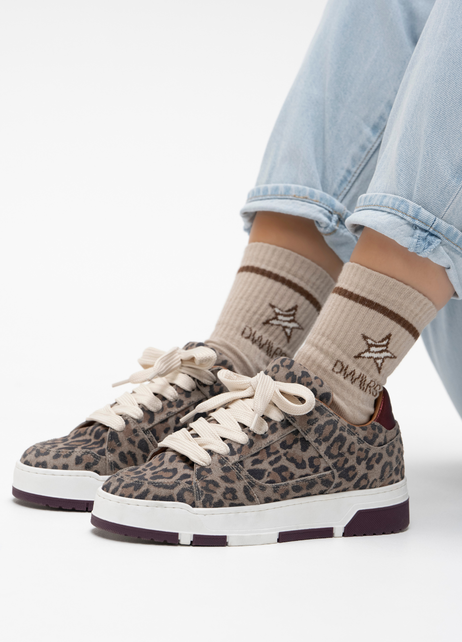 WHITBY Leopard-Sneaker | Bordeaux/Grau