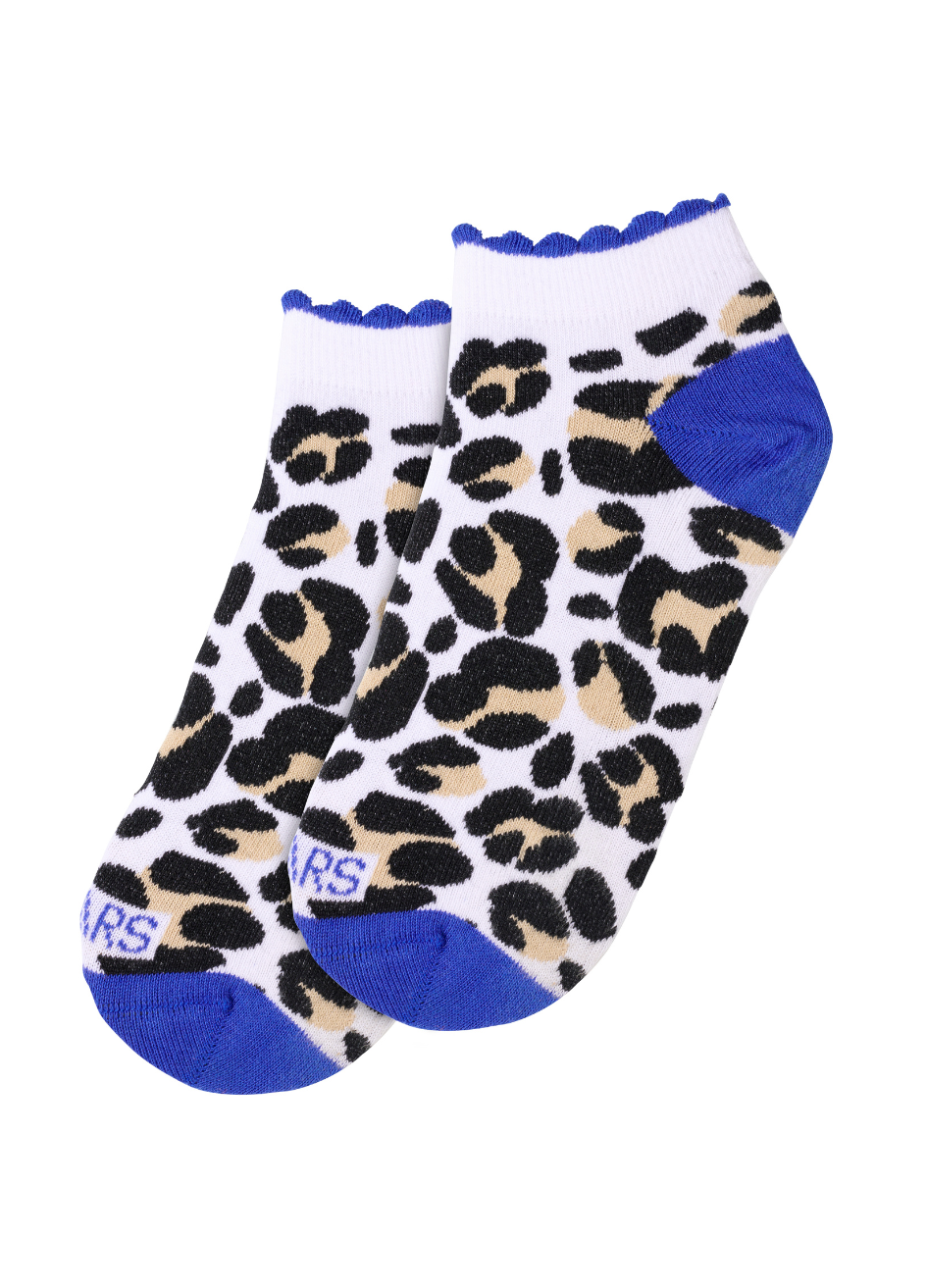 LIZZY SOCKS leopard - Sokken | White / Kobalt