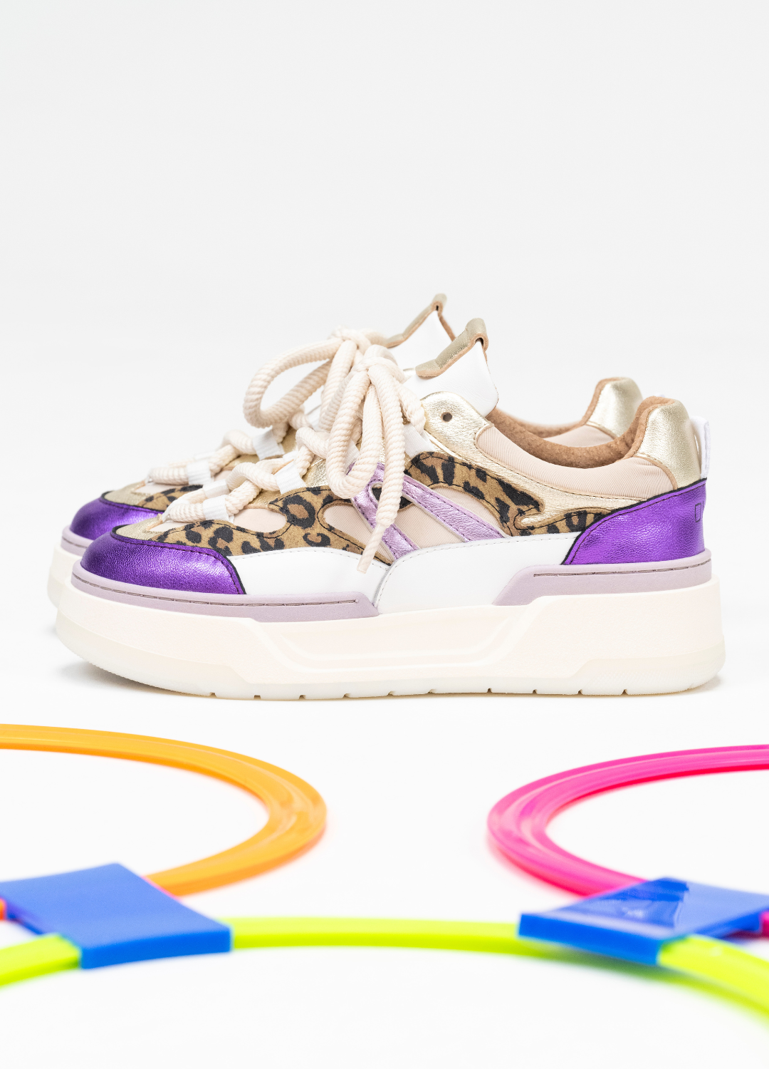 WALTON leopard - Sneakers | Sand / Purple