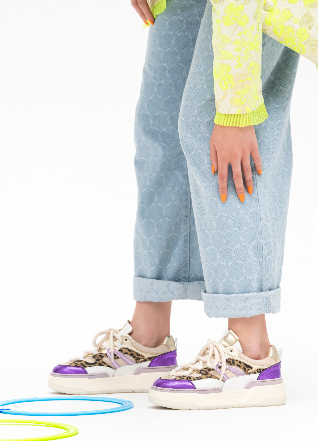 WALTON leopard - Sneakers | Sand / Purple