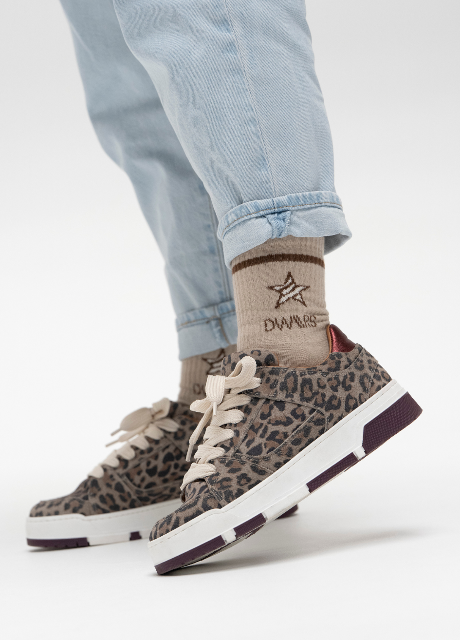 WHITBY Leopard-Sneaker | Bordeaux/Grau